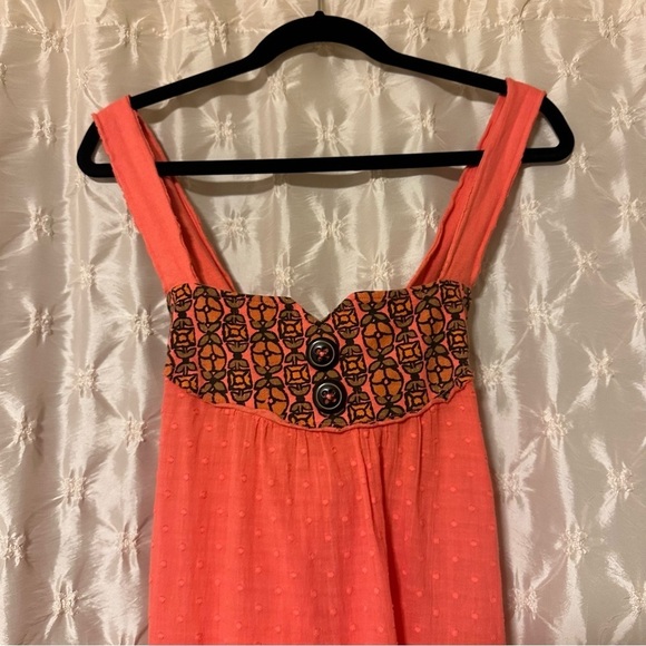 SCRAPBOOK Coral Pink Retro Swiss Dot Tank Top Tunic Boutique - Picture 2 of 12